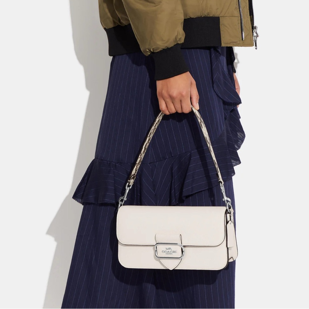 ***Sold***Coach Cream Shoulder Bag with Silver Accents